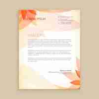 Free vector letterhead with orange abstract flowers