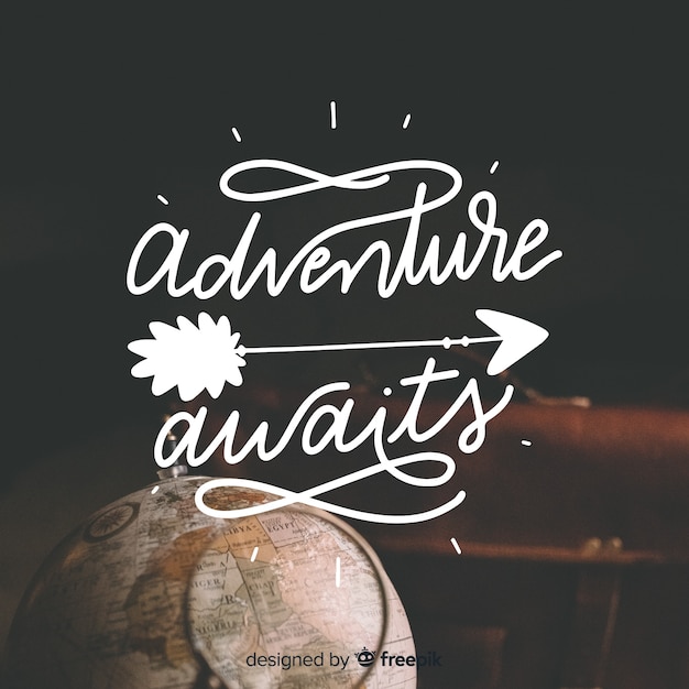 Free vector lettering adventure background with photo