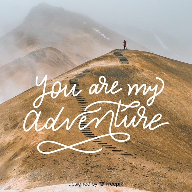 Lettering adventure background with photo