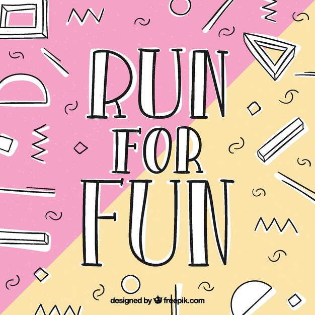 Lettering background with running concept