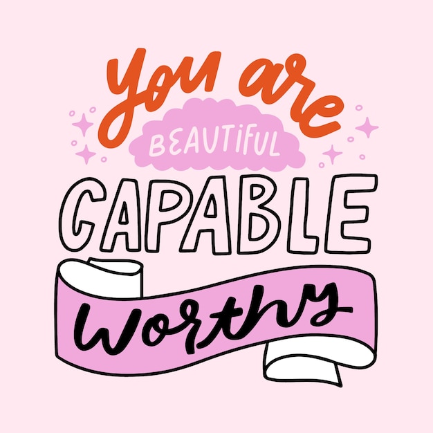 Lettering background with self-love quote