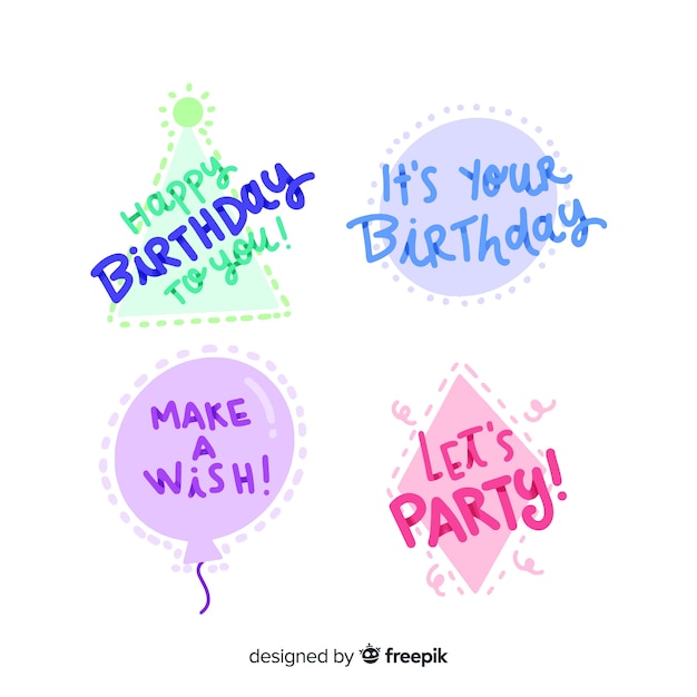 Free vector lettering birthday badge collection