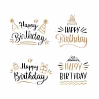 Free vector lettering birthday badge collection
