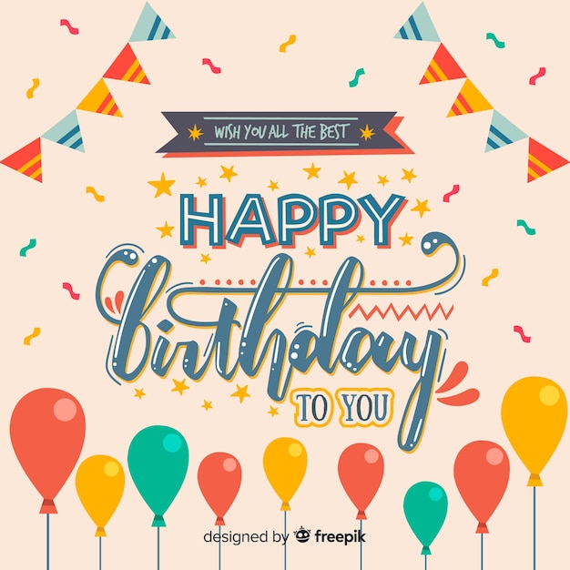 Free vector lettering birthday