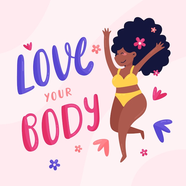 Vettore gratuito lettering body positive