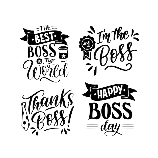 Lettering boss day stickers collection