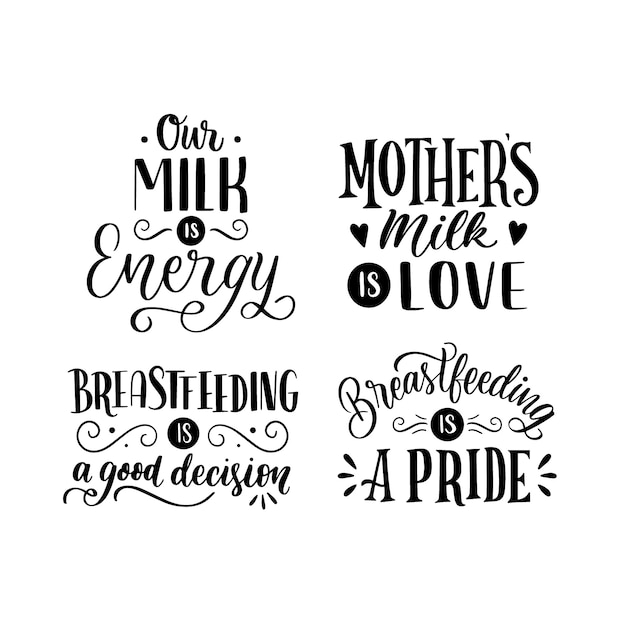 Lettering breastfeeding collection