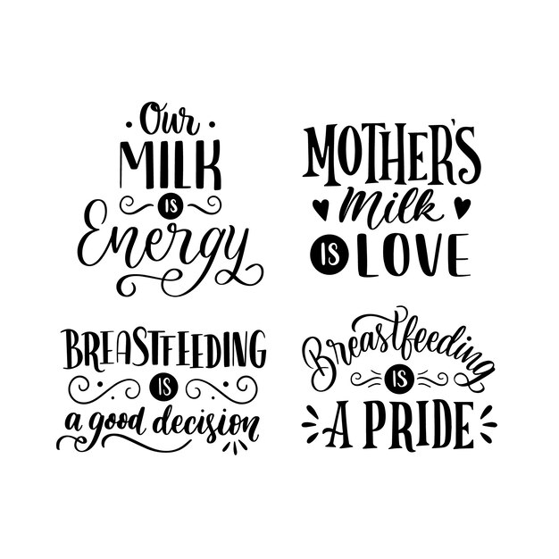 Lettering breastfeeding collection