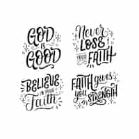 Free vector lettering christian faith stickers collection