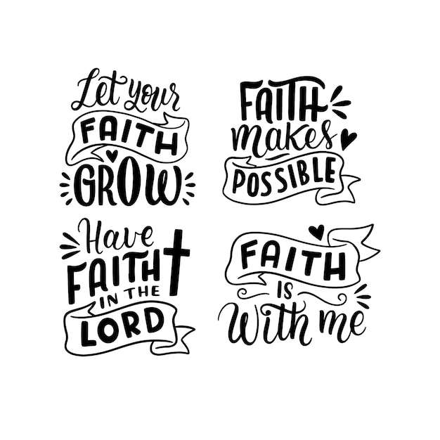 Free vector lettering christian faith stickers collection