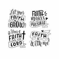 Free vector lettering christian faith stickers collection