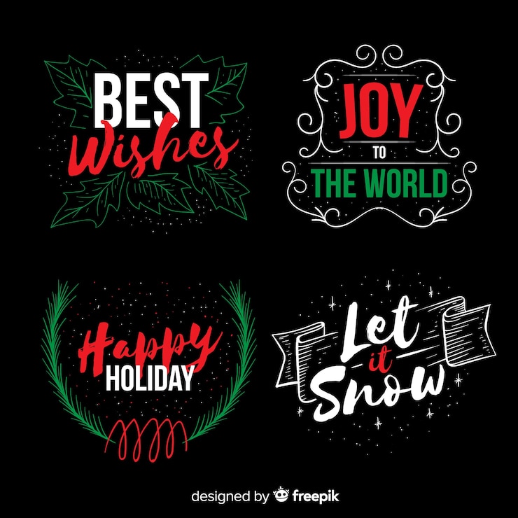 मुफ़्त वेक्टर lettering christmas label collection