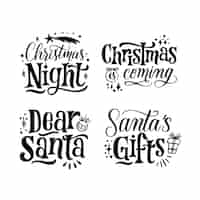 Free vector lettering christmas stickers collection