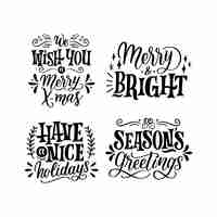 Free vector lettering christmas stickers collection