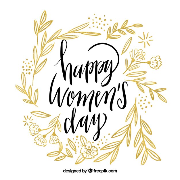 Lettering design for womans day with leaves