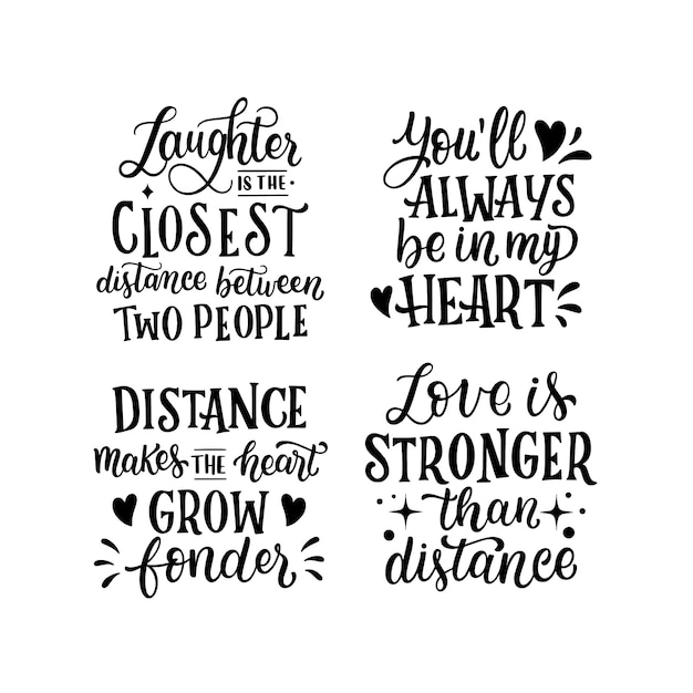 Free vector lettering distance sticker collection