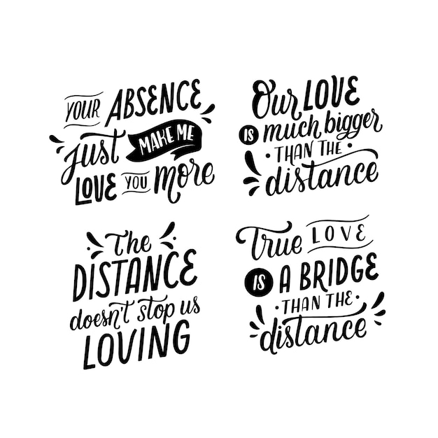 Free vector lettering distance sticker pack