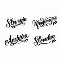 Free vector lettering europe countries stickers collection