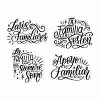 Free vector lettering family stickers collection