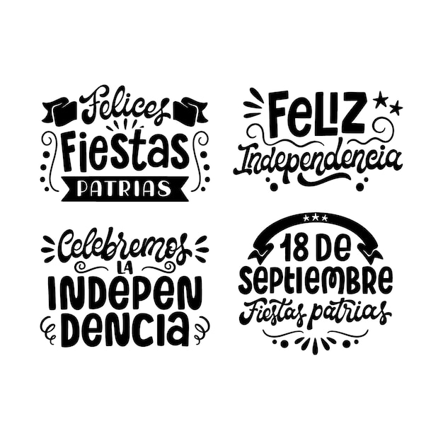 Raccolta di adesivi di lettering fiestas patrias cile