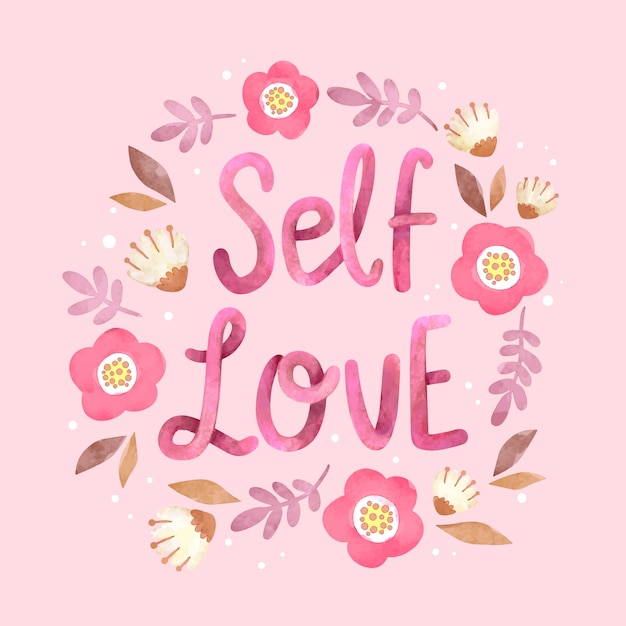 Free vector lettering flowers self love