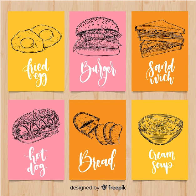 lettering food card set
