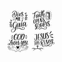 Free vector lettering god stickers collection