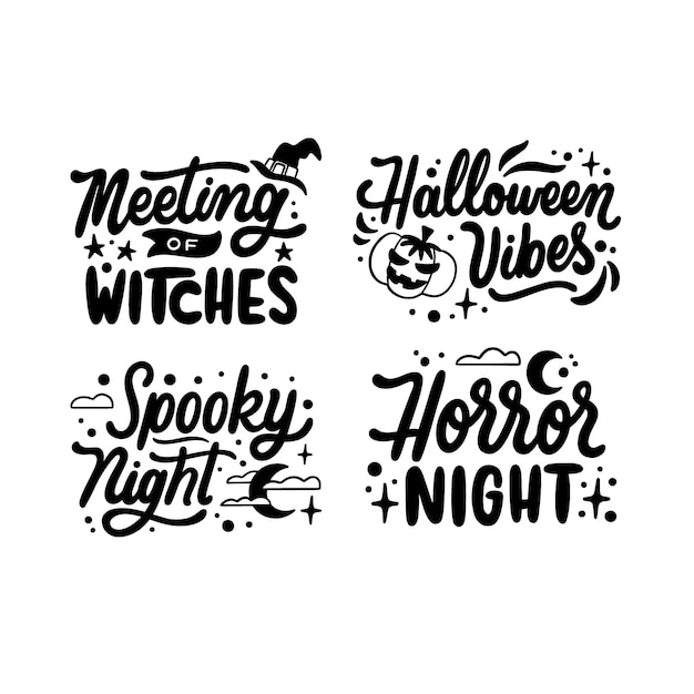 Lettering halloween stickers collection