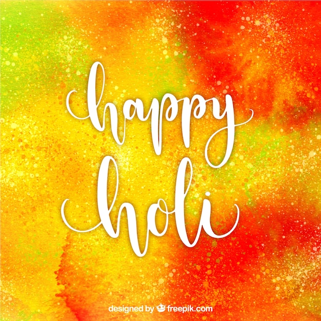 Lettering happy holi background