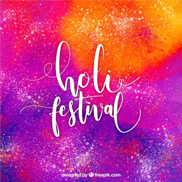 Vettore gratuito lettering felice holi sfondo