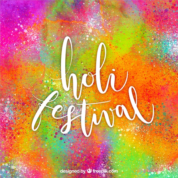 Free vector lettering happy holi background