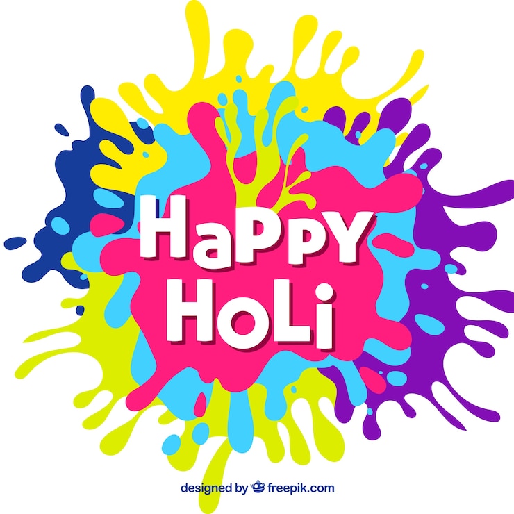 ฟรี Vector lettering happy holi background