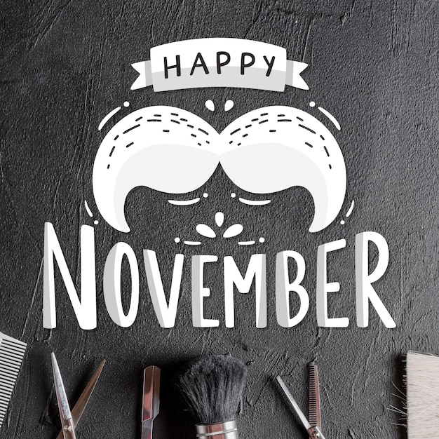 Бесплатное векторное изображение Надпись happy movember с усами