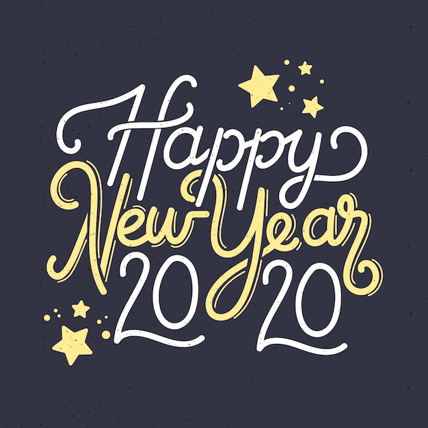 Lettering happy new year 2020 wallpaper