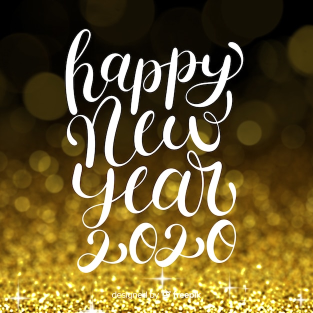 Free vector lettering happy new year 2020