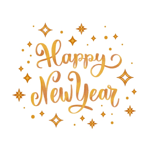 Free vector lettering happy new year 2020