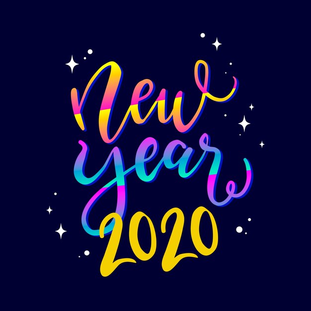 新年あけましておめでとうございます2020をレタリング