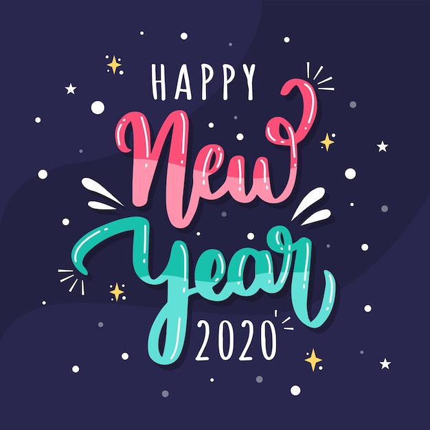 Free vector lettering happy new year 2020