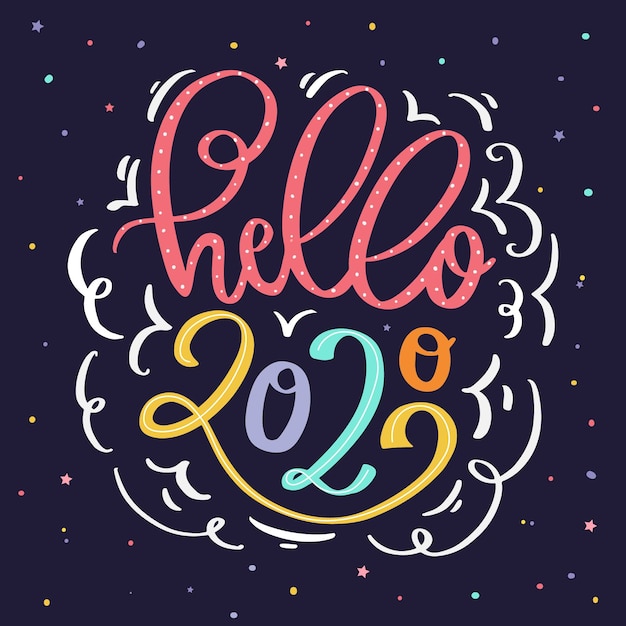 Free vector lettering happy new year 2020