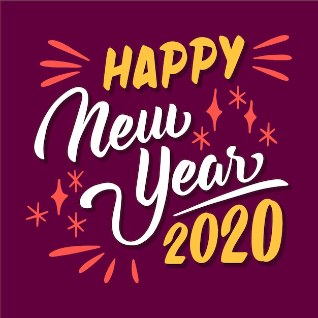 Free vector lettering happy new year 2020