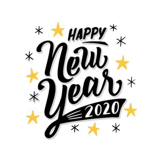 Free vector lettering happy new year 2020