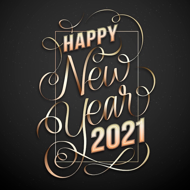 Free vector lettering happy new year 2021