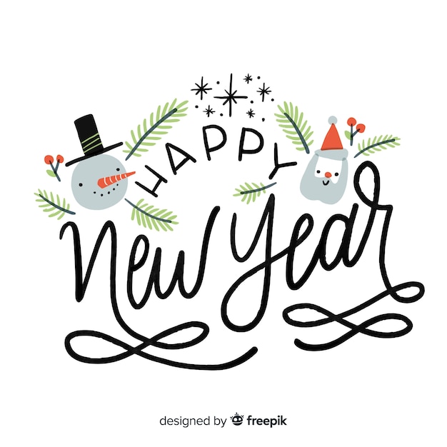 Vettore gratuito lettering felice anno nuovo