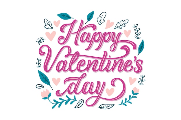 Free vector lettering happy valentine's day