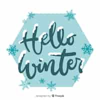 Free vector lettering hello winter