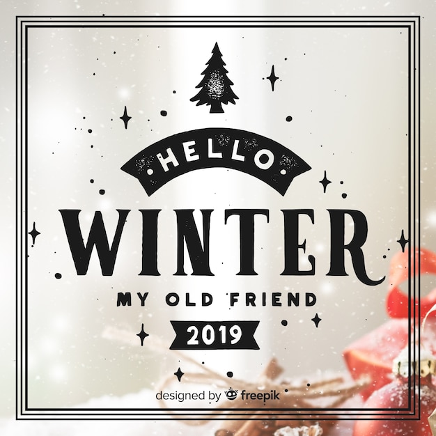 Free vector lettering hello winter