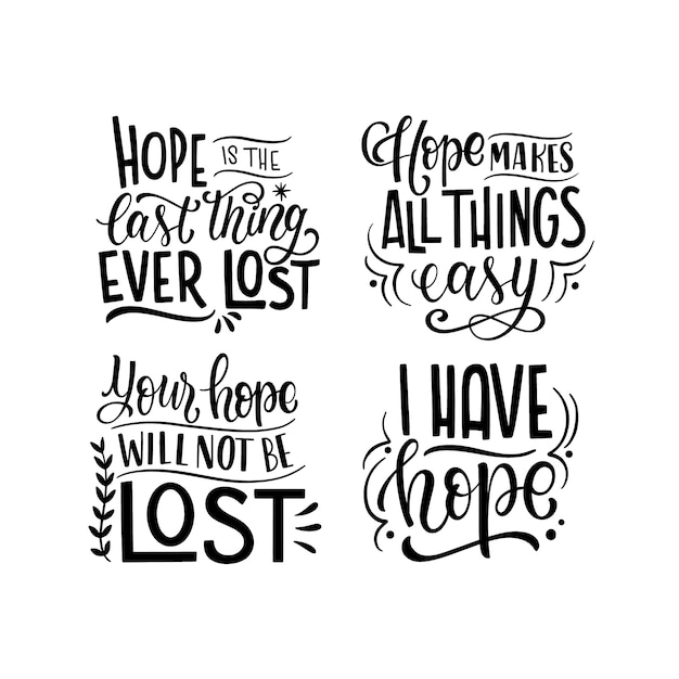 Free vector lettering hope stickers collection