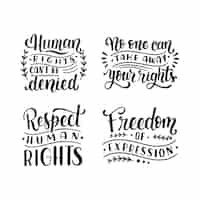 Free vector lettering human rights day stickers collection