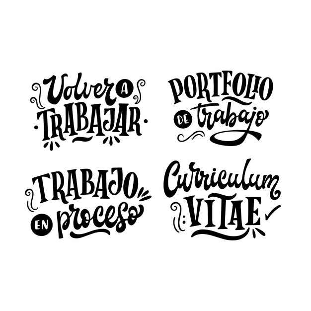 Free Vector  Monochrome lettering fashion stickers collection