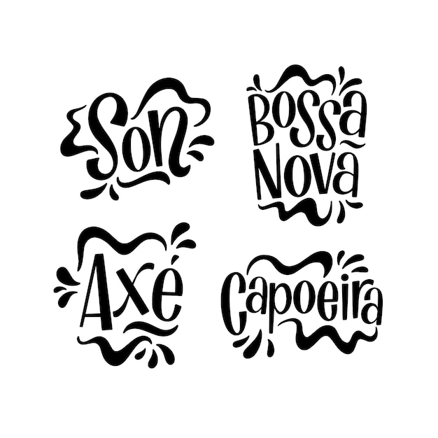 Lettering latin music stickers collection